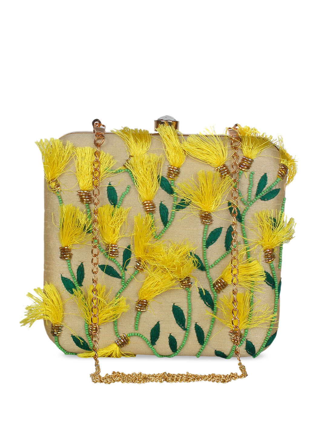 EMBROIDERED METAL FRAME CLUTCH