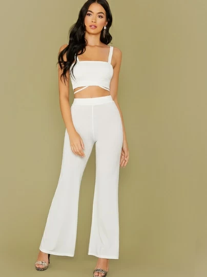 CROP TOP WITH FLARE PANTS