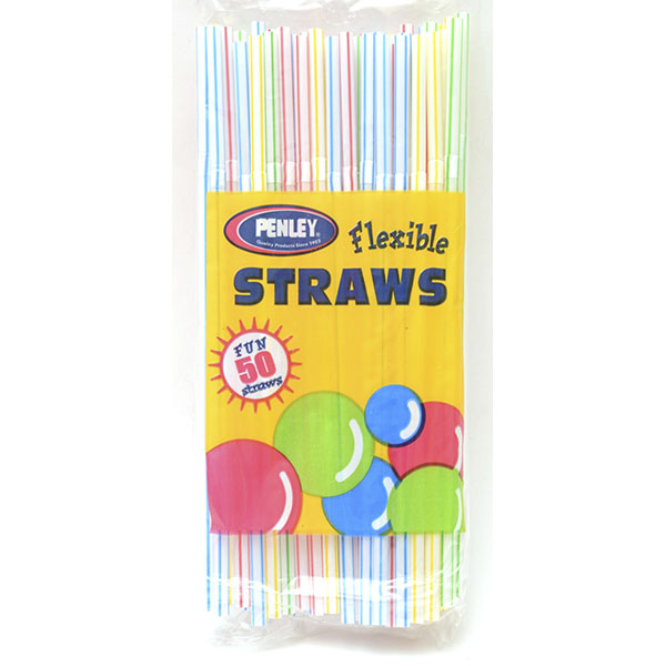 PENLEY FLEXIBLE PLASTIC STRAWS 50'S