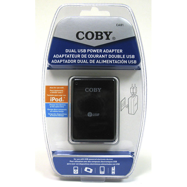 COBY DUAL USB PWR. ADAPTER/CHARGER #CA81