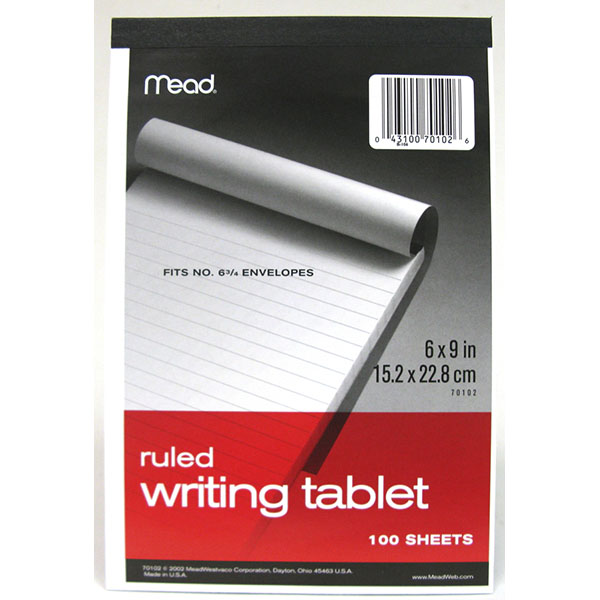 MEAD WRITING TABLET RULED 6