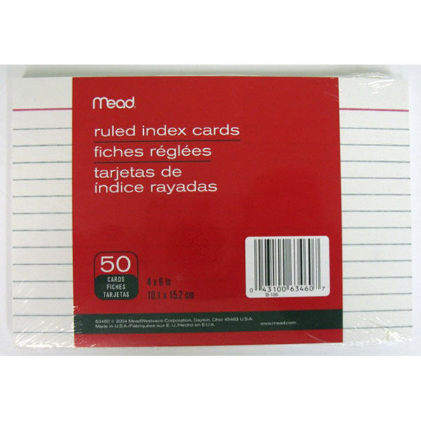 MEAD INDEX CARDS RULED 4