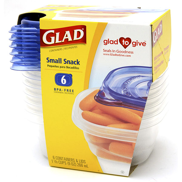 GLAD CONTAINERS W/LID 9OZ 6'S *SMALL SNACK*