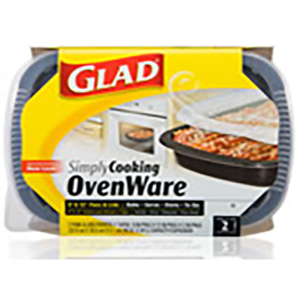 GLAD SIMPLY COOKING OVENWARE PANS W/LID 2'S *9