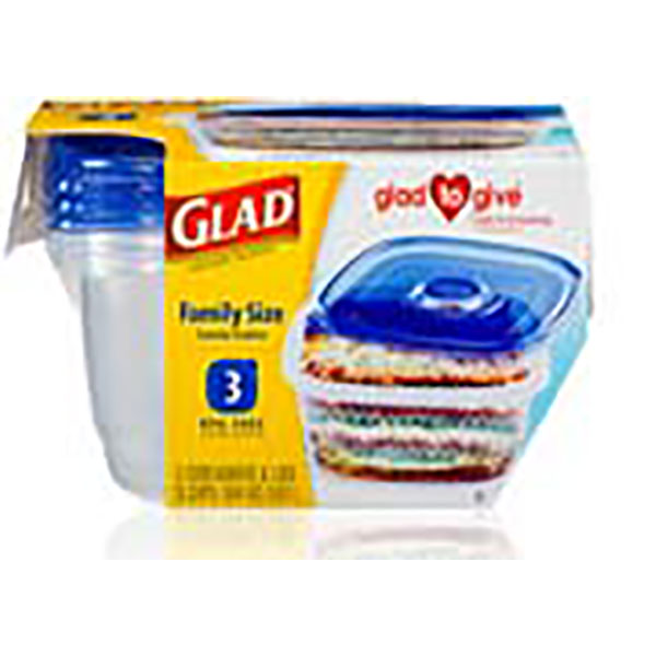 GLAD CONTAINERS W/LID 104OZ 3'S *FAMILY SIZE*