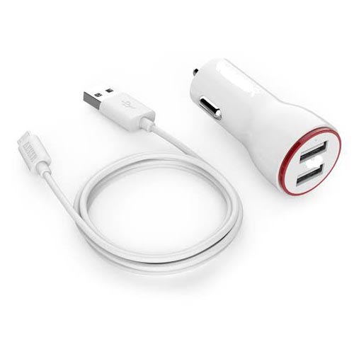 PANNU Fast Dual USB Car Charger  (White)