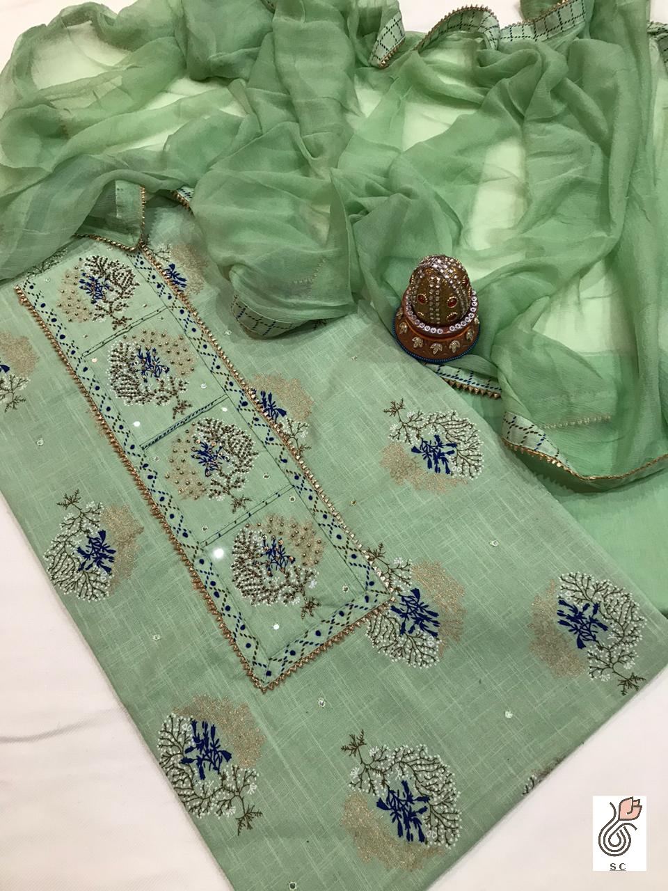 LINEN PURE COTTON SHIRT WITH PRINT AND EMBROIDERY