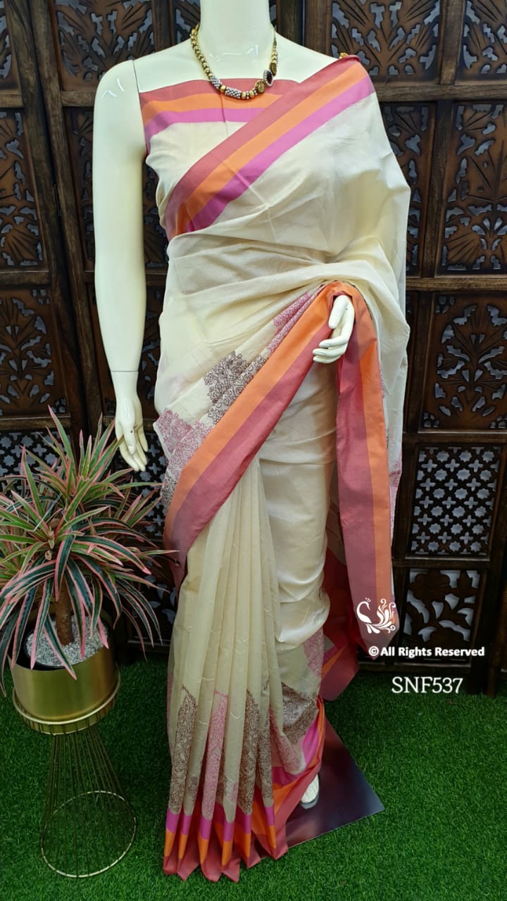Offwhite silk cotton sarees 