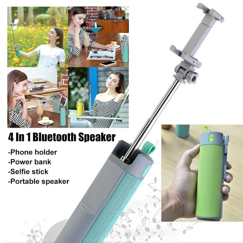 290 -4 In 1 Selfie Stick with Bluetooth Speaker & Power Bank