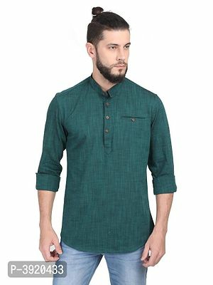 Men's Regular Fit Cotton Blend Solid Kurta Style Shirts
