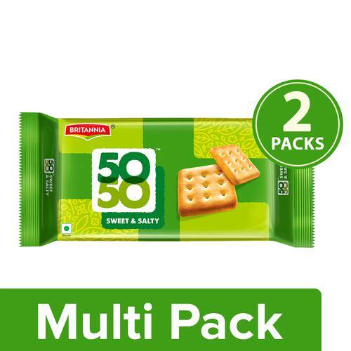 Britannia 50-50 Sweet & Salty Biscuits, 200 g (pack of 2)