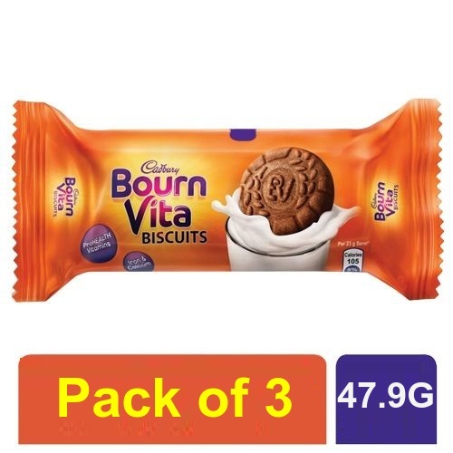 Cadbury BournVita Chocolate, Pro Health Vitamins, 47.9 g Pouch (pack of 3)