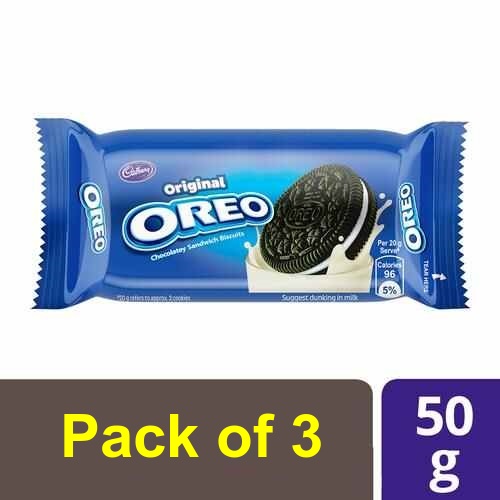 Cadbury Oreo Creame Biscuit - Vanilla, 50 g (pack of 3)