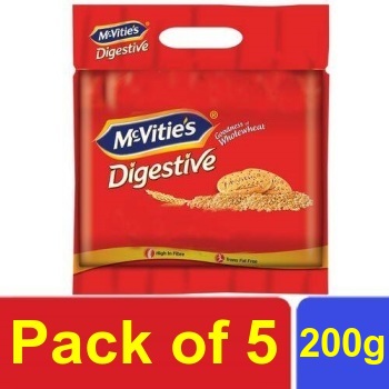 Mcvities Digestive Biscuits, 200 g Pack of 5