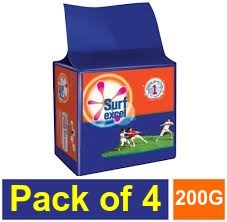 Surf Excel Detergent Bar, 200 g Pack of 4