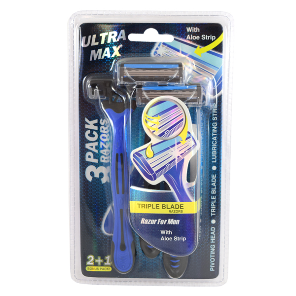 Ultra Max Razor Triple Blade 3PK Blue