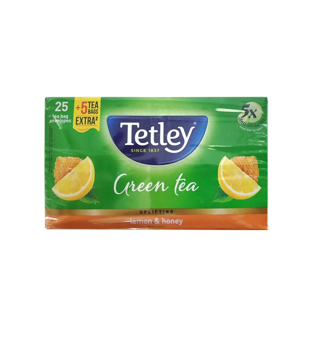Tetley Lemon & Honey Green Tea Bags, 25 Units