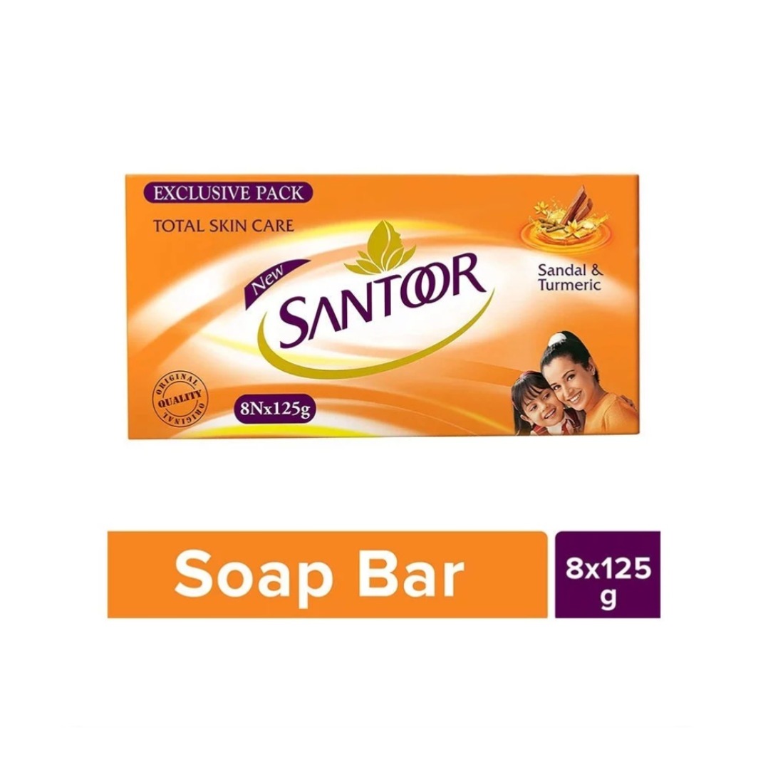 Santoor Sandal & Turmeric Soap, 8x125 gm
