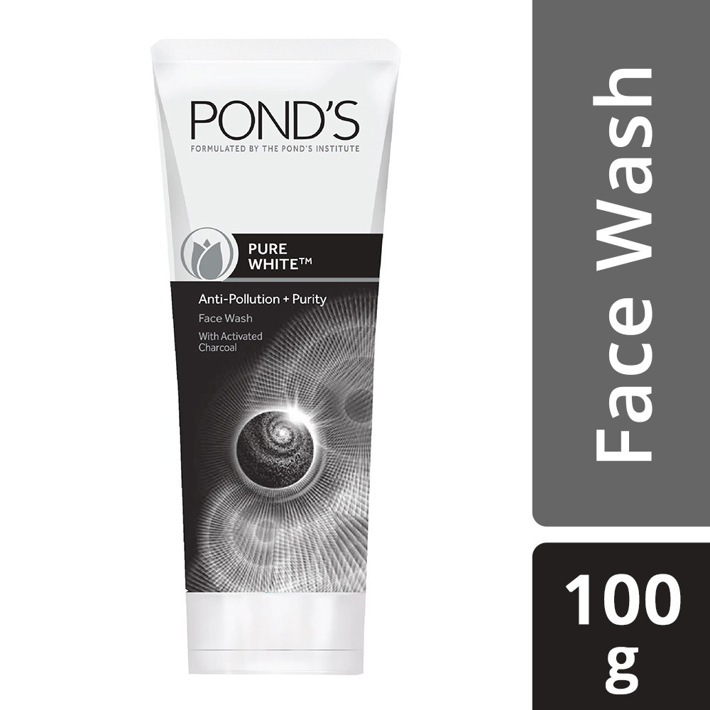Pond's Pure White Anti Pollution + Purity With Activated Charcoal Facewash, 100g