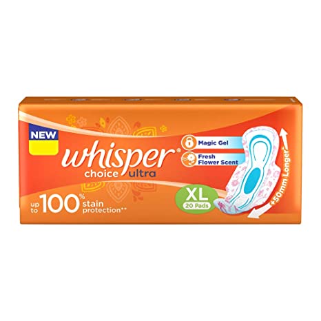 Whisper Choice Ultra Wings Sanitary Pads (XL) - 20 Piece