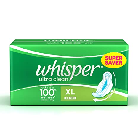 Whisper Ultra Clean Sanitary with Wings (XL) - 30 Pieces