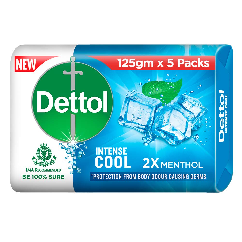 Dettol Cool Germ Protection Bathing Soap bar, 125gm (Pack of 5)