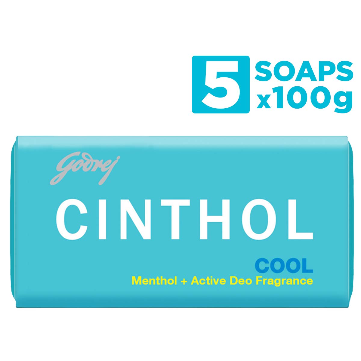 Cinthol Bath Cool Soap, 100g (Pack of 5) (Buy 4 get 1 free)