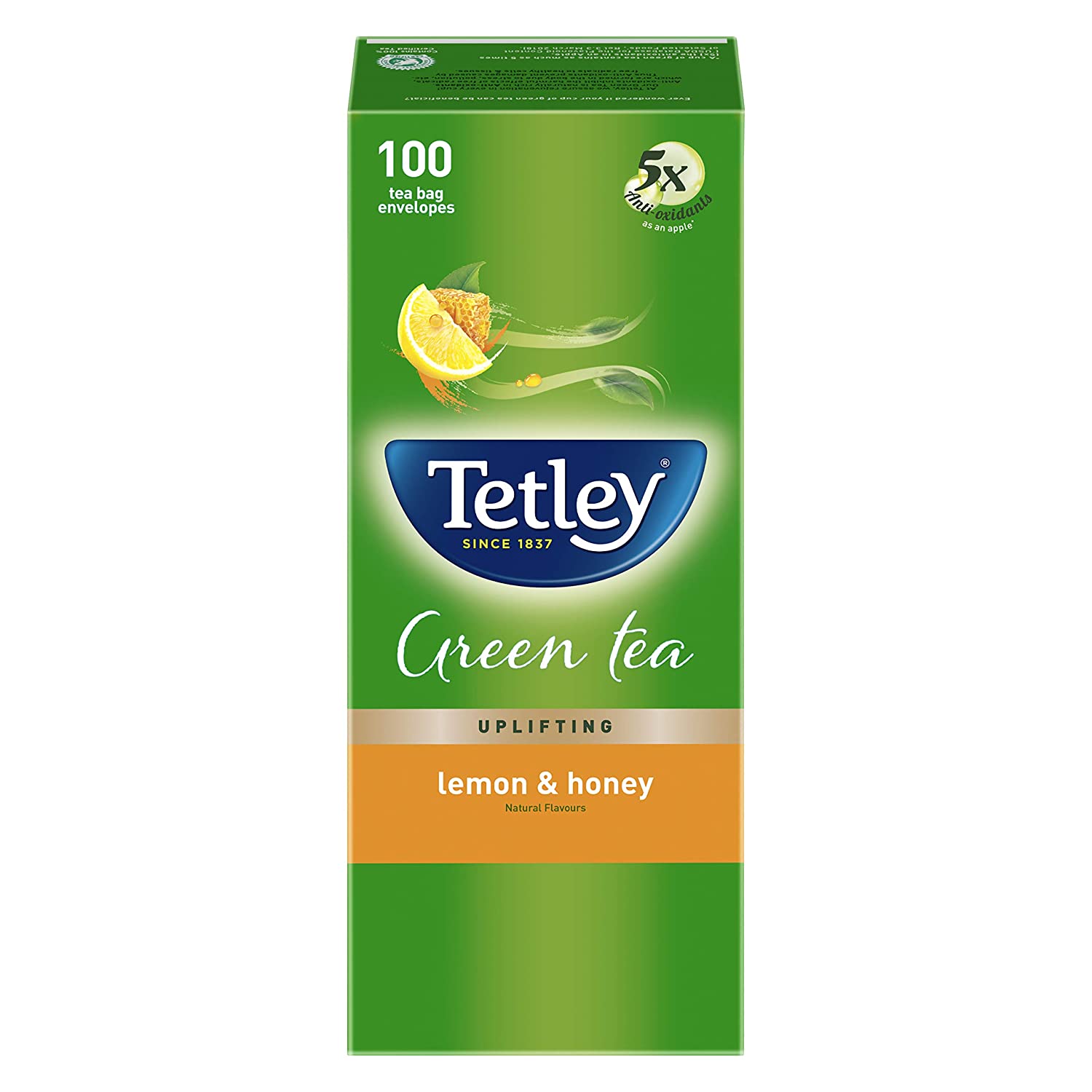 Tetley Green Tea Lemon & Honey : 100 Tea-Bags