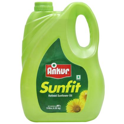 Ankur Sunfit Refined Sunflower Oil 5 L (Bottle)