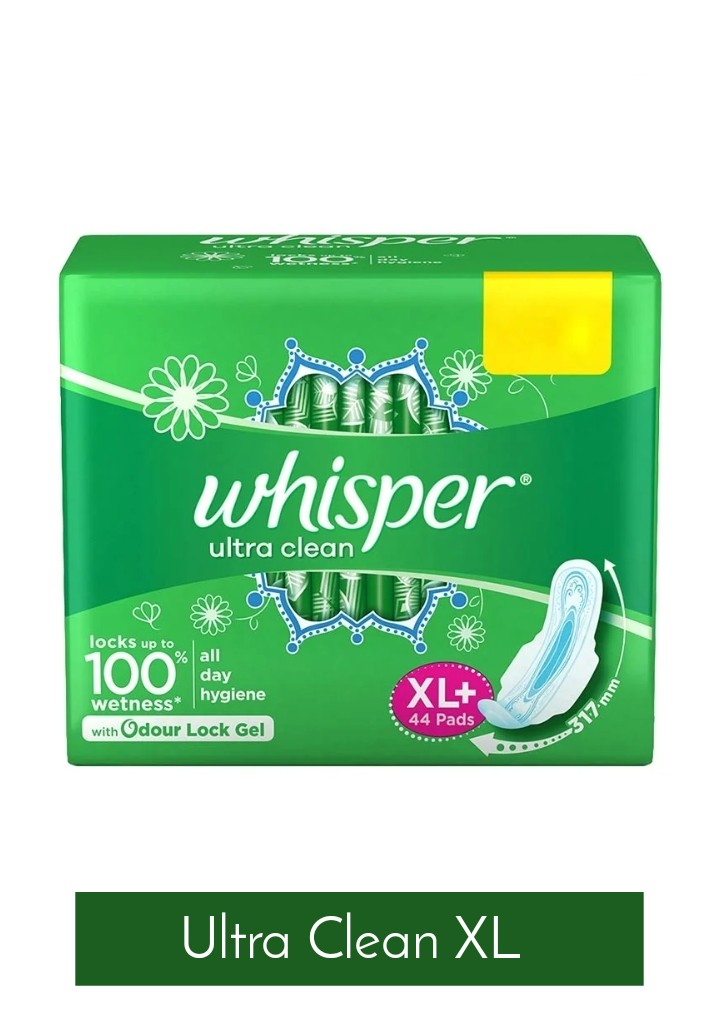 WHISPER ULTRA CLEAN XL+ SANITARY PADS (44 PADS)